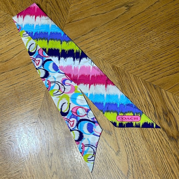 HTF COACH IKAT SIGNATURE SILK SCARF - Picture 2 of 7